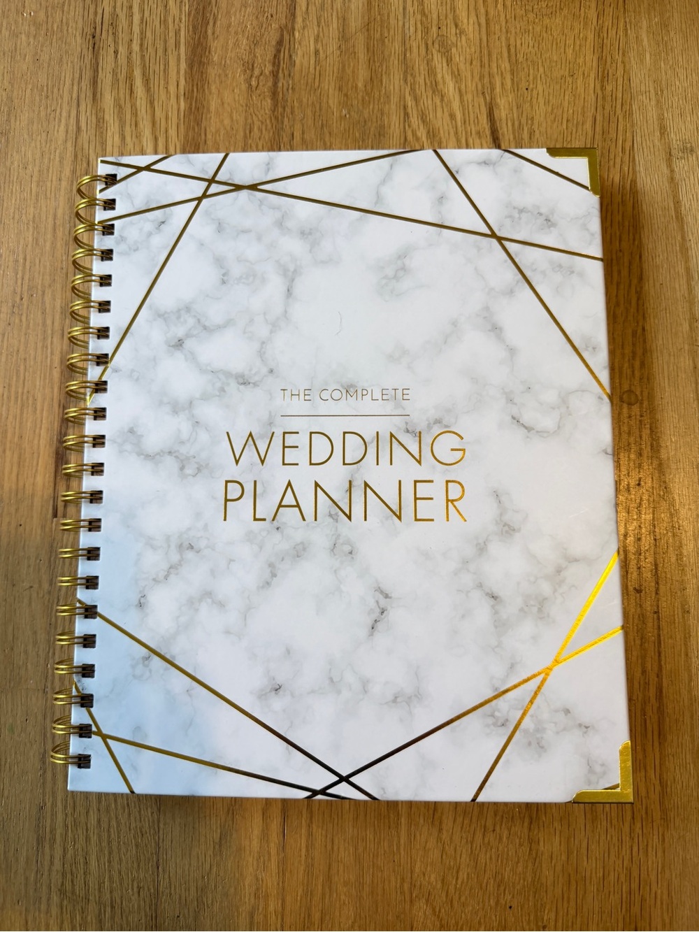 New Complete Wedding Planner Hardcover Spiral Book Tabbed Workbook White/Gold